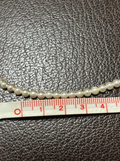 Tasaki Baby Pearl Necklace with white pearls on SV925 silver chain, 42cm length