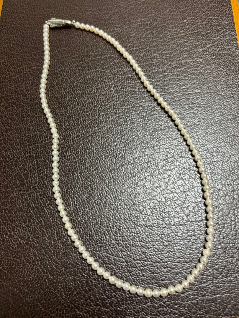 Tasaki Baby Pearl Necklace with white pearls on SV925 silver chain, 42cm length