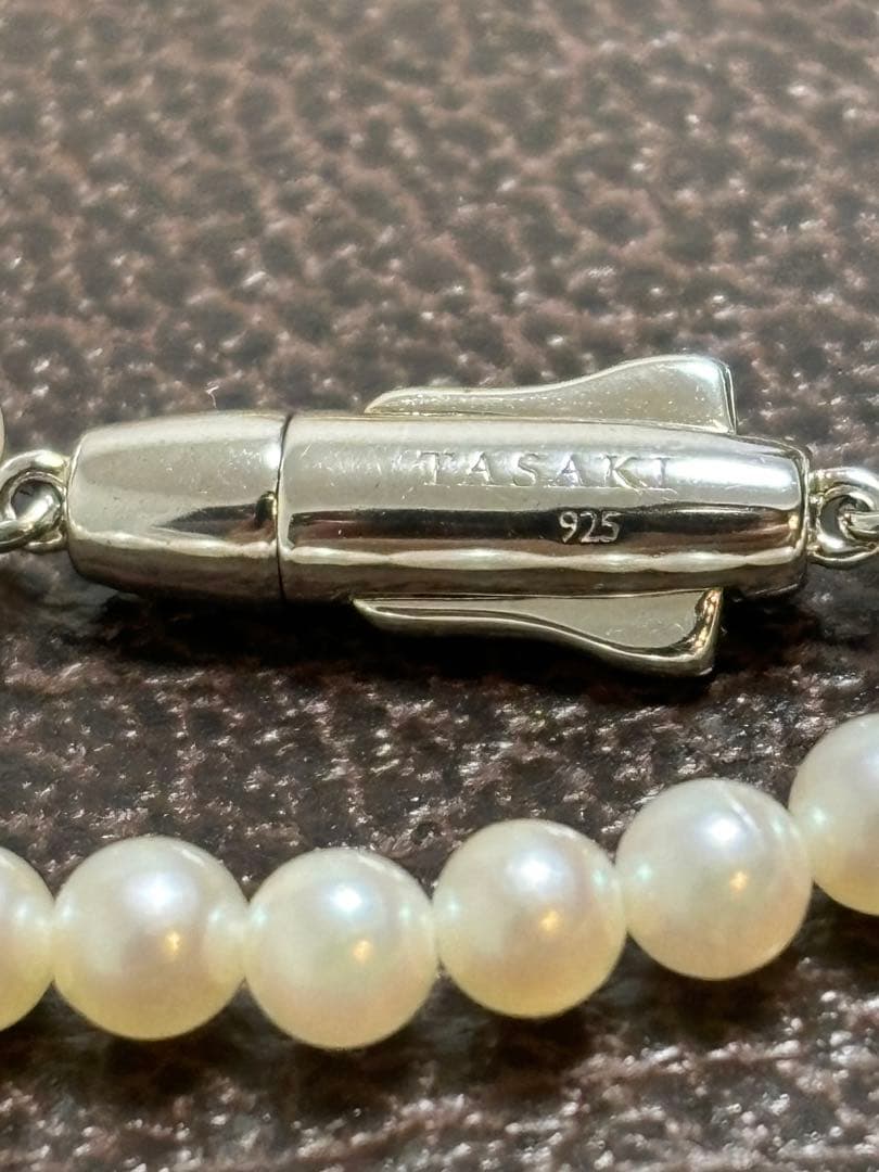 Tasaki Baby Pearl Necklace with white pearls on SV925 silver chain, 42cm length