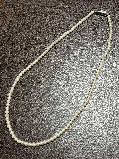 Tasaki Baby Pearl Necklace with white pearls on SV925 silver chain, 42cm length