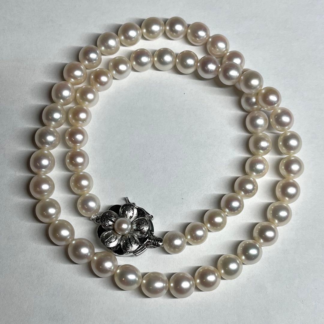 Teriyaki Akoya pearl necklace 6.0-6.5mm pearls on a 40 cm string with silver clasp and engraving