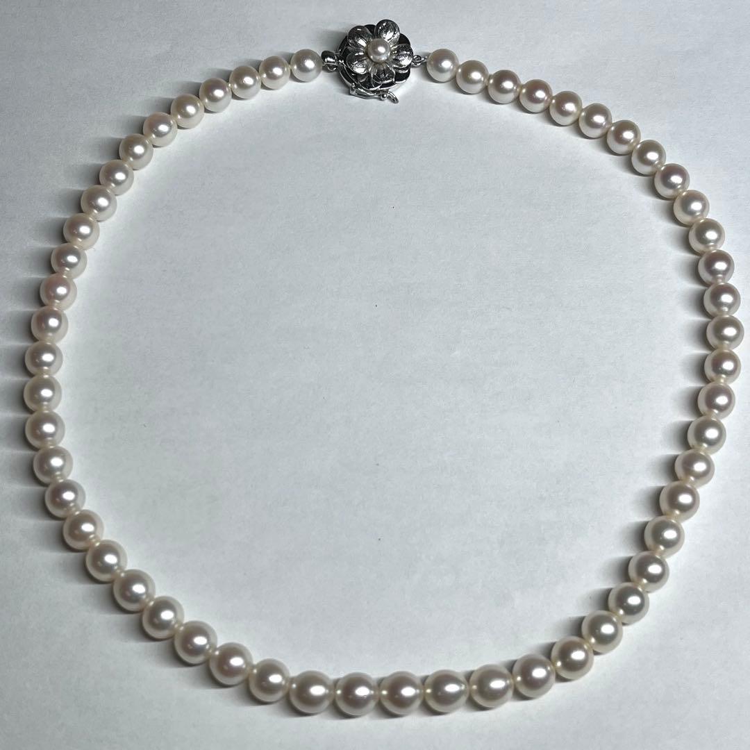 Teriyaki Akoya pearl necklace 6.0-6.5mm pearls on a 40 cm string with silver clasp and engraving