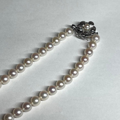 Teriyaki Akoya pearl necklace 6.0-6.5mm pearls on a 40 cm string with silver clasp and engraving
