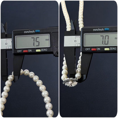 Highest grade Tasaki Akoya pearl necklace with 7.5mm round pearls and silver clasp