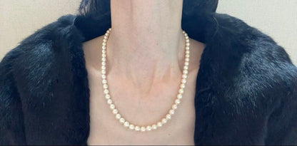 Yamato Akoya genuine 7mm pearl necklace and earrings set in champagne gold with white gold posts