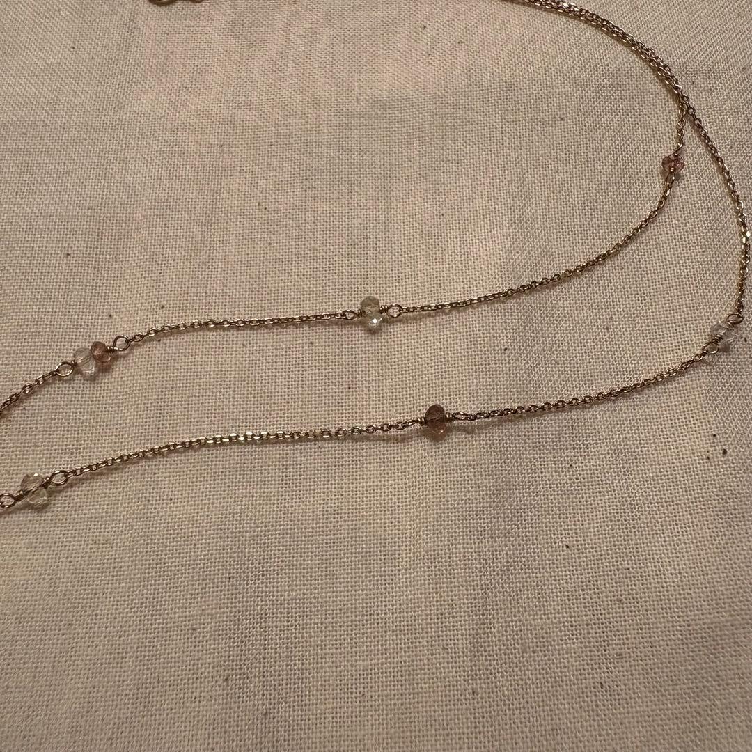 Agete Necklace made of K10 gold with Amethyst, Citrine, Pink Tourmaline, and Quartz stones on a 45 cm chain