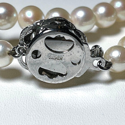 Akoya Pearl Necklace with round white pearls 6.0-6.4 mm on a 42 cm silver chain