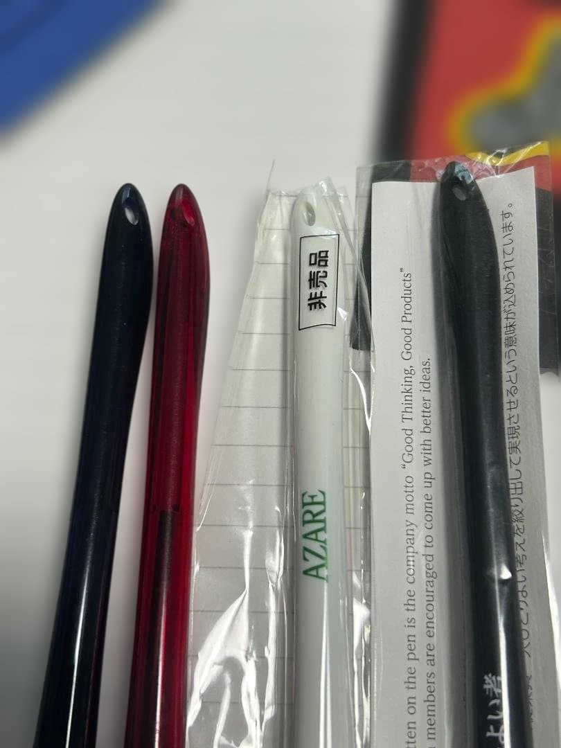 Four Pilot Desk Pens BDE-15 in discarded rare colors transparent purple, red, white, and black resin metal