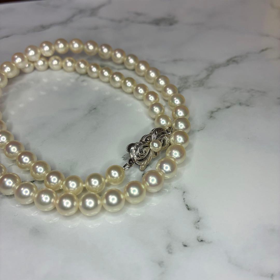 Mikimoto Akoya pearl necklace with 14k clasp featuring 6.0-6.5mm pearls and 44.5cm total length