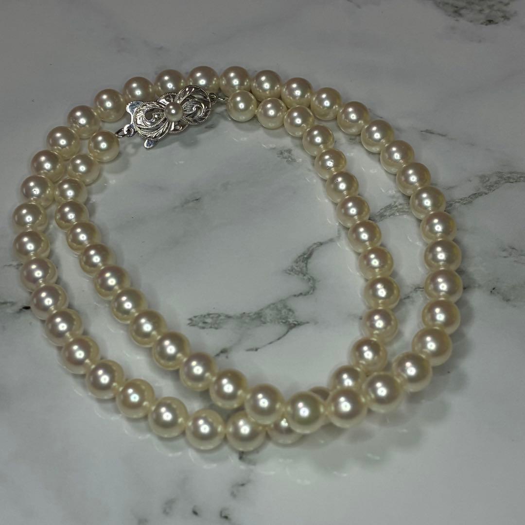 Mikimoto Akoya pearl necklace with 14k clasp featuring 6.0-6.5mm pearls and 44.5cm total length
