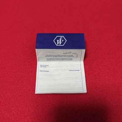 Waterman Expert Essential Pussy Blue GT ballpoint pen with blue resin body and gold trim shown with box and instructions