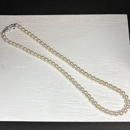 Mikimoto Akoya Pearl Necklace with 6-6.5mm pearls, 46cm length, displayed on a white background