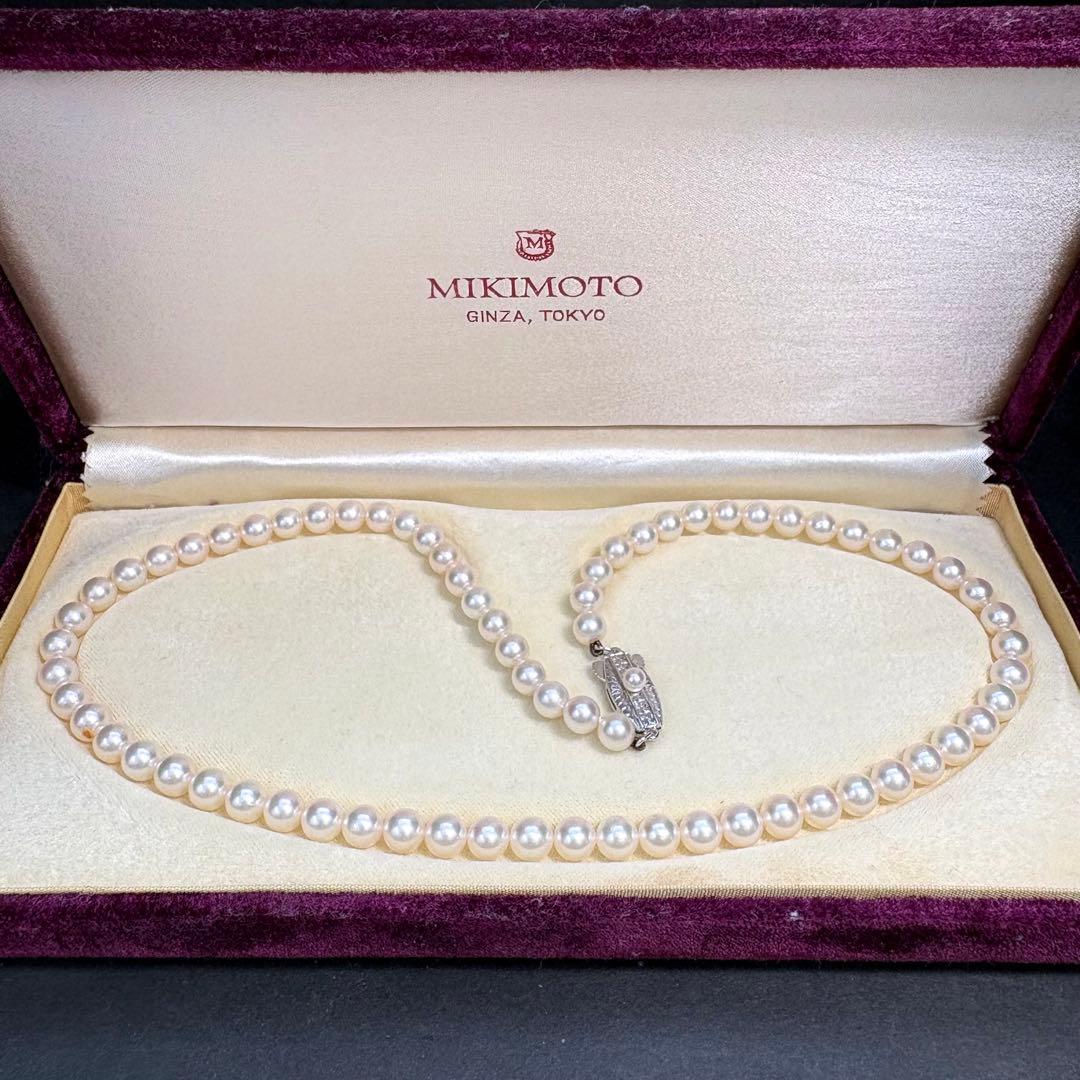 Mikimoto Akoya Pearl Necklace with 6-6.5mm pearls, 46cm length, displayed on a white background