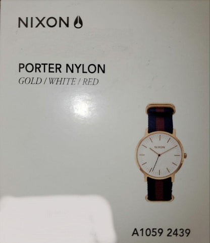 NIXON PORTER NYLON GOLD/WHITE/RED Quartz Men's Watch — Japanese