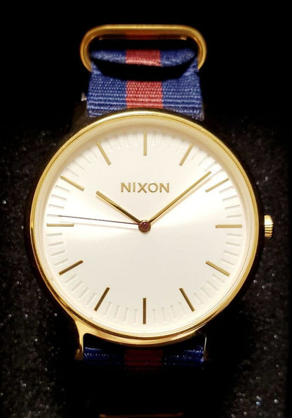 NIXON PORTER NYLON GOLD/WHITE/RED Quartz Men's Watch — Japanese