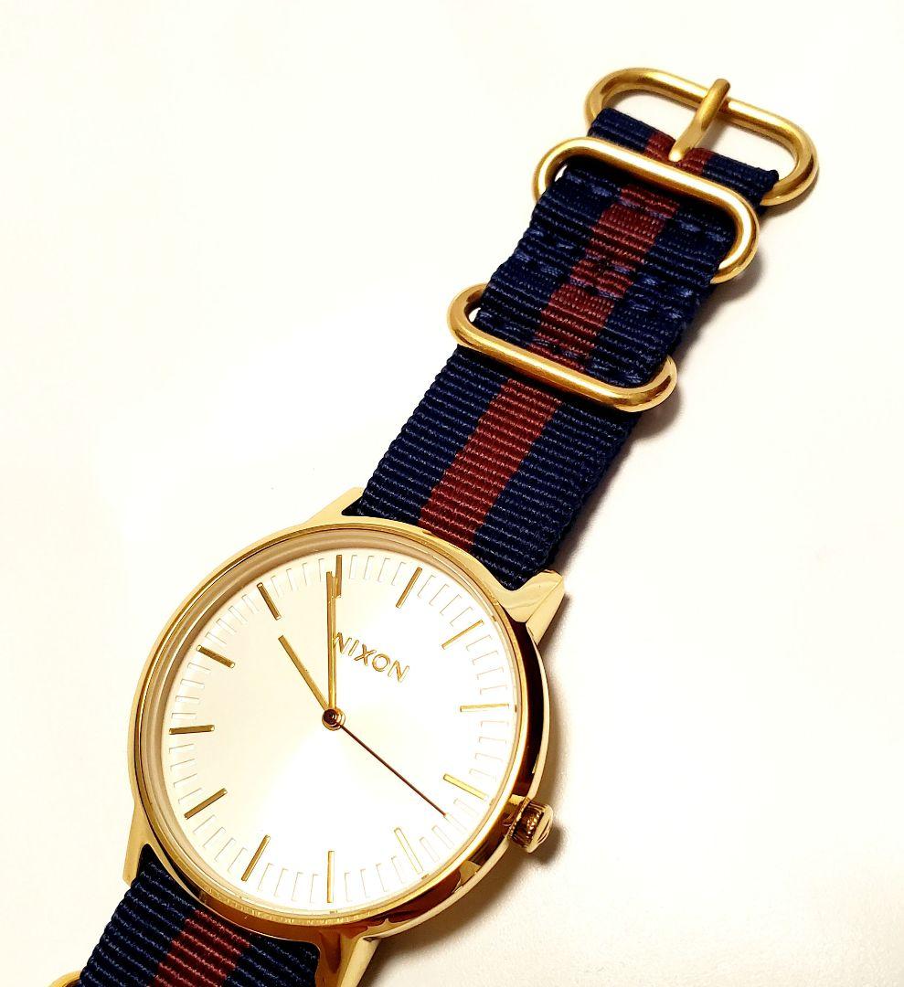 NIXON PORTER NYLON GOLD/WHITE/RED Quartz Men's Watch — Japanese