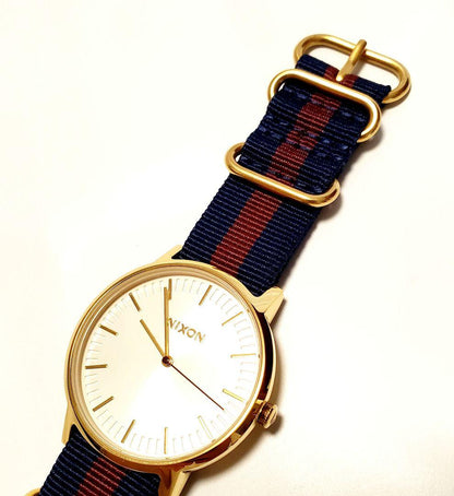 NIXON PORTER NYLON GOLD/WHITE/RED Quartz Men's Watch — Japanese