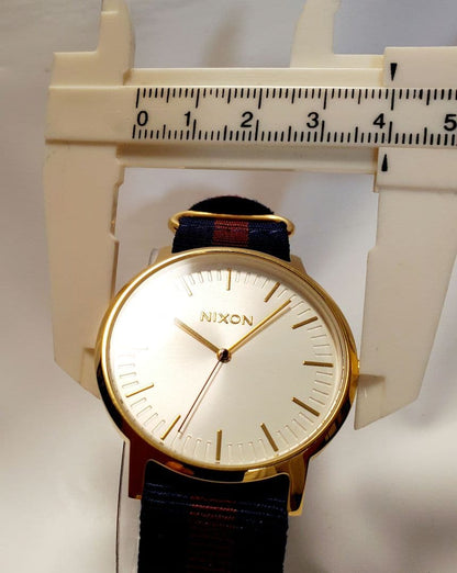 NIXON PORTER NYLON GOLD/WHITE/RED Quartz Men's Watch — Japanese