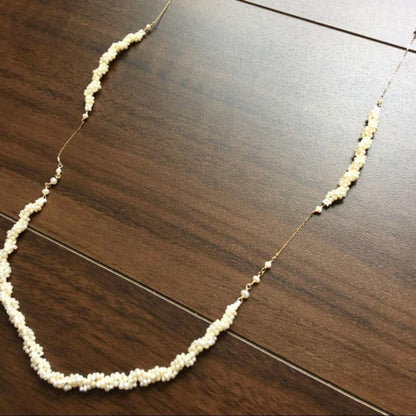 agete Long Pearl Necklace made of 10 karat white gold with white pearls, 80-90cm length