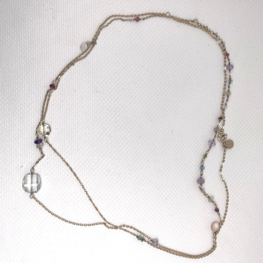 Agete Silver 925 long necklace with gold coating, 92 cm length, displayed on white background