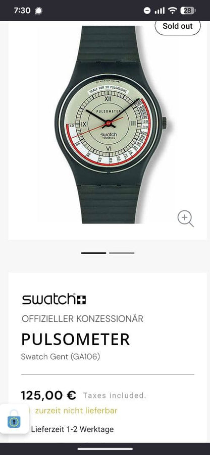 swatch GA106 Quartz Men's — Japanese