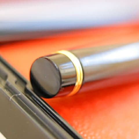 PILOT Grandse Ballpoint Pen in marble black finish with rotating mechanism and black ink, tested writing