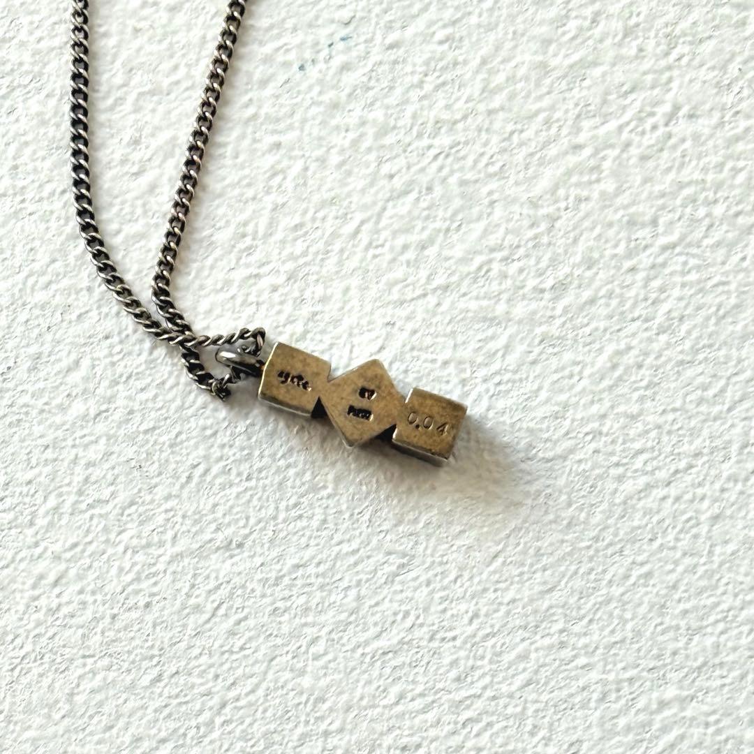 Agete diamond silver necklace featuring 1cm x 0.3cm pendant on 41cm silver chain