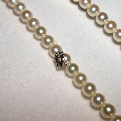 Mikimoto M Charm Akoya pearl necklace with 5.0-5.5mm pearls on a 46cm silver chain
