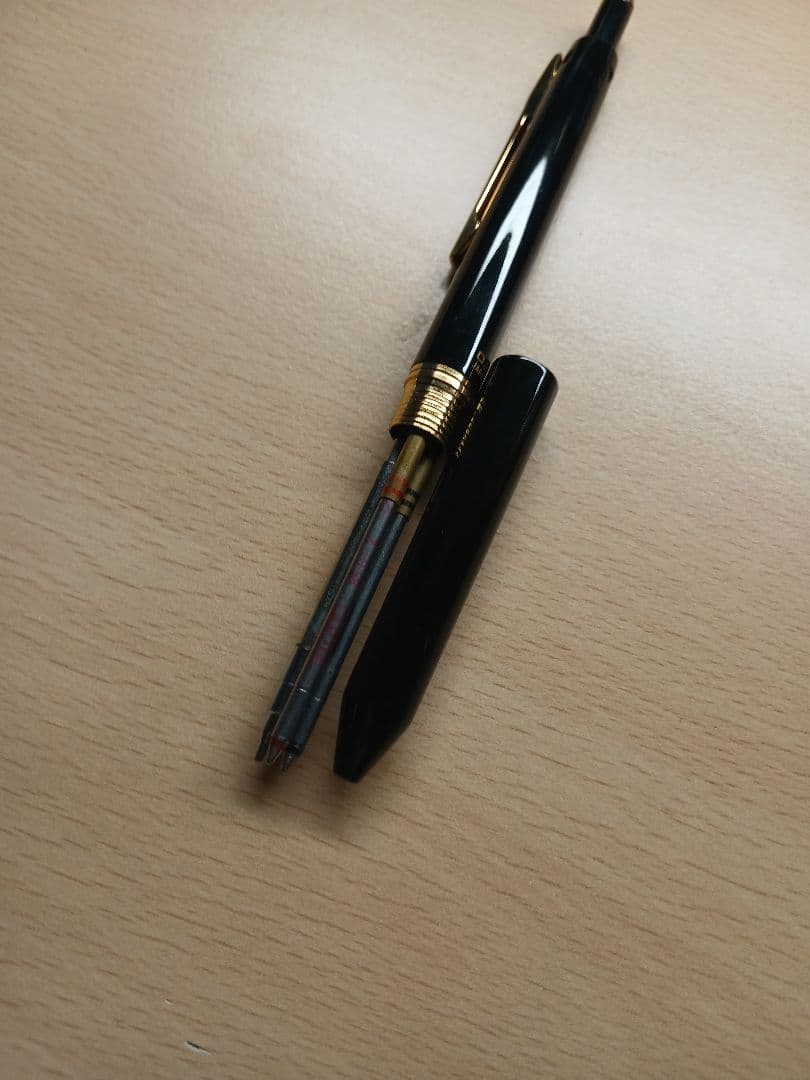 PILOT 2+1DX black lacquer multi-function pen with eraser cap and sharpener mechanism