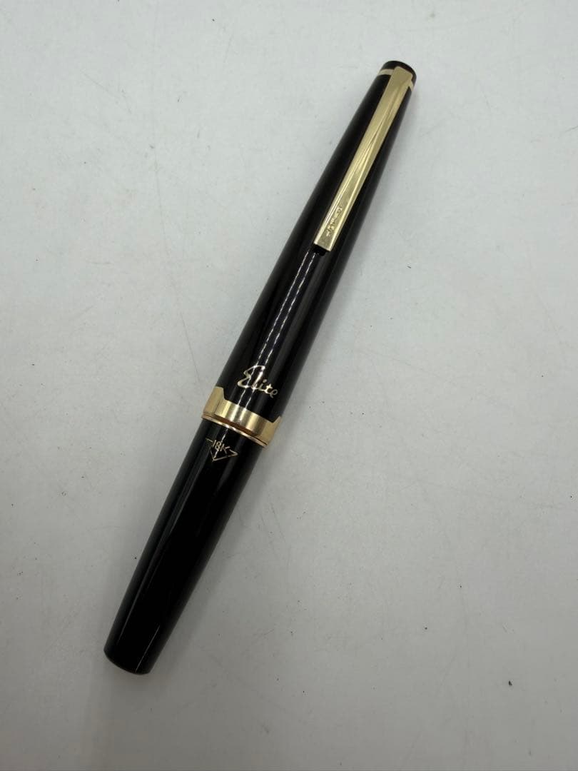 PILOT Elite Fountain Pen model ELITE with 18K nib in black color shown on white background