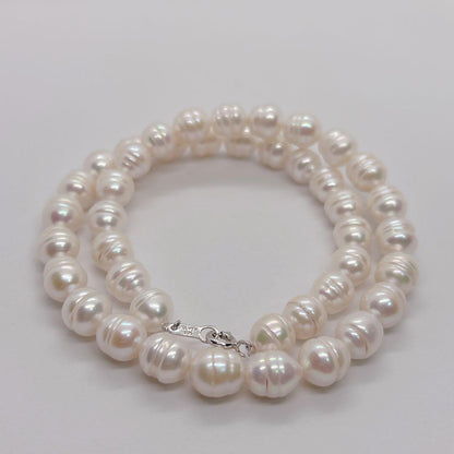 South Sea White Pinctada Pearl Necklace 41cm with 9-11mm round pearls and silver clasp