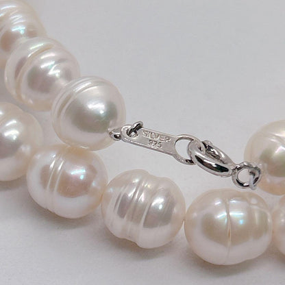 South Sea White Pinctada Pearl Necklace 41cm with 9-11mm round pearls and silver clasp
