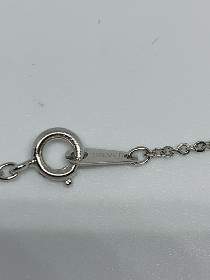 MIKIMOTO Akoya pearl necklace with silver chain, 45 cm long, displayed on white background