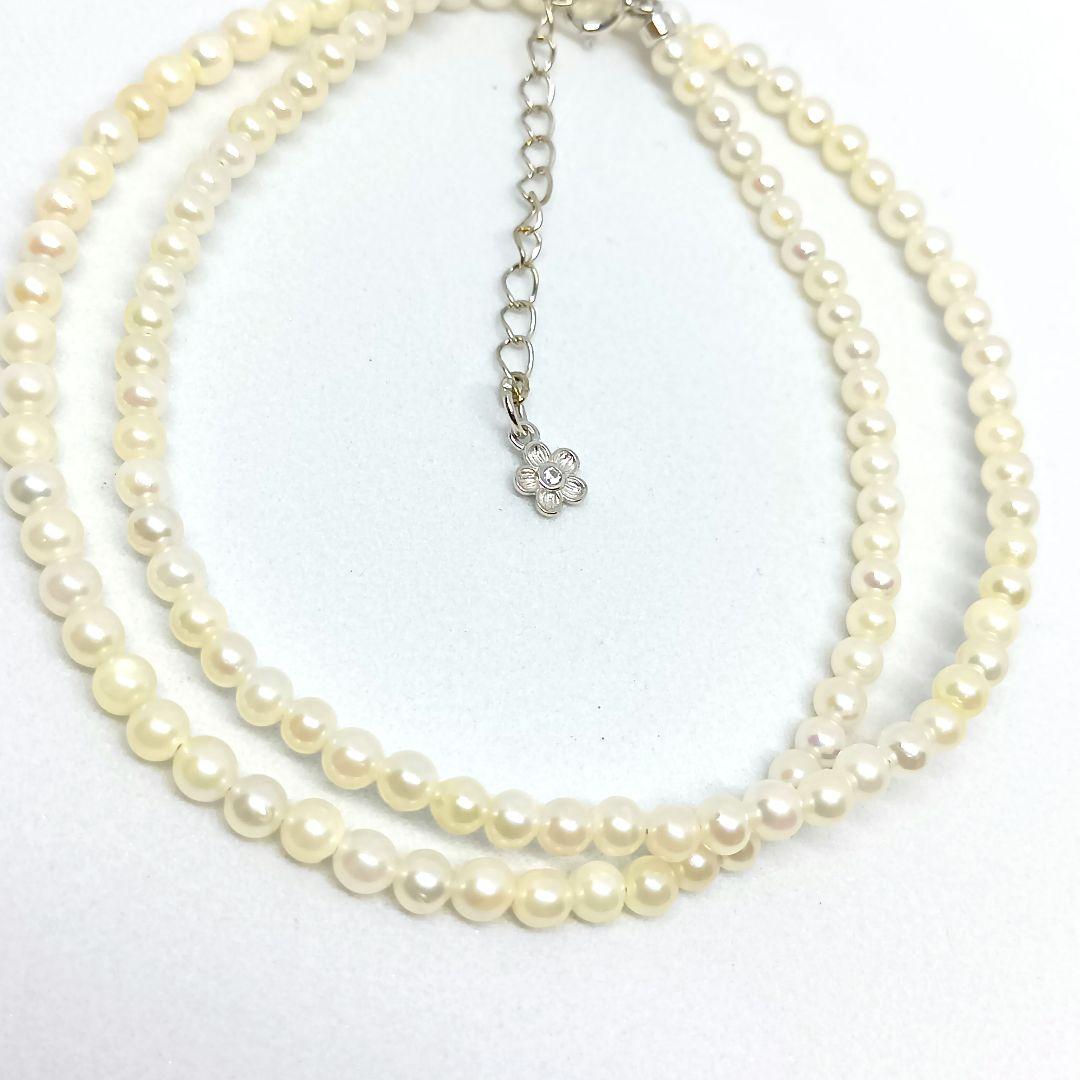 New Akoya Pearl 2.5-3mm baby pearl silver necklace with adjustable chain length up to 42 cm