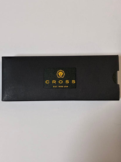 CROSS Edge Matte Black Lacquer pen shown in gift box with instruction manual and warranty card