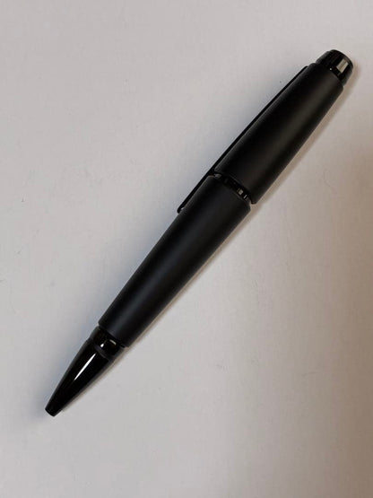 CROSS Edge Matte Black Lacquer pen shown in gift box with instruction manual and warranty card