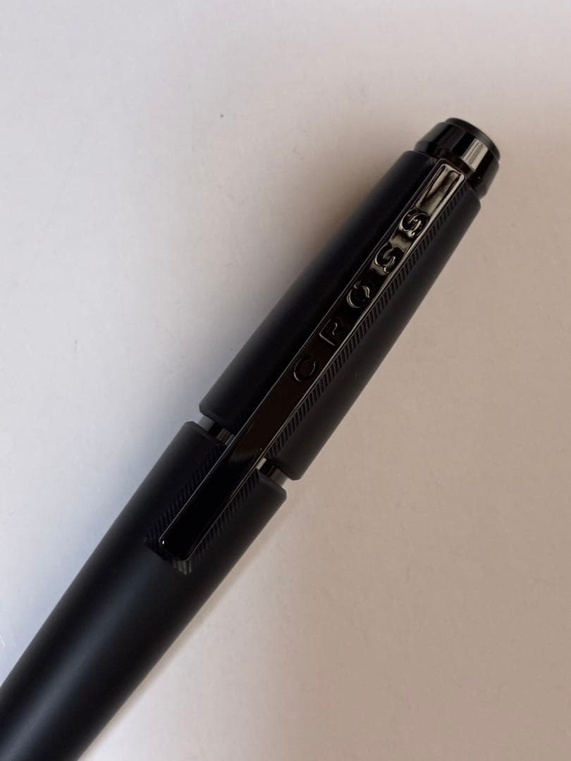 CROSS Edge Matte Black Lacquer pen shown in gift box with instruction manual and warranty card