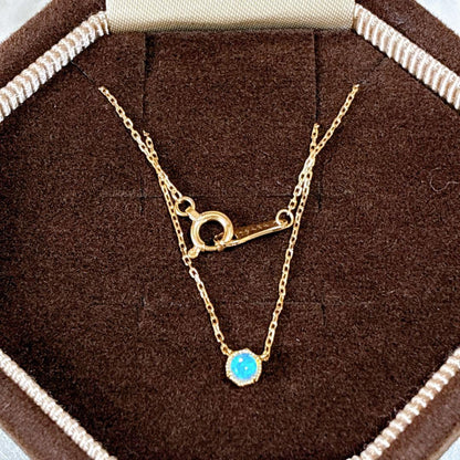 Agete K18 Opal Necklace featuring a single pearl on a 45 cm gold chain