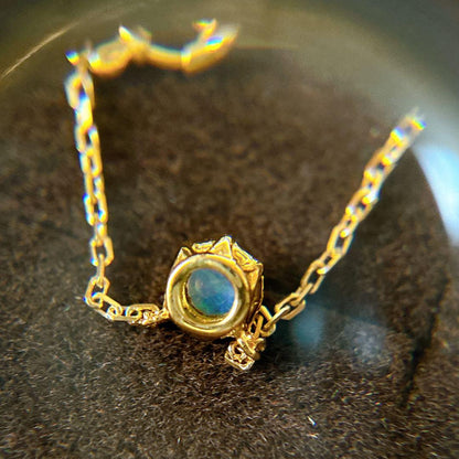 Agete K18 Opal Necklace featuring a single pearl on a 45 cm gold chain