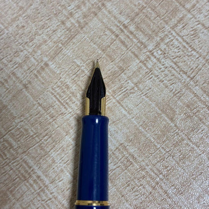 Pilot SuperLoy Mini Fountain Pen blue with fine engraved tip displayed on white background