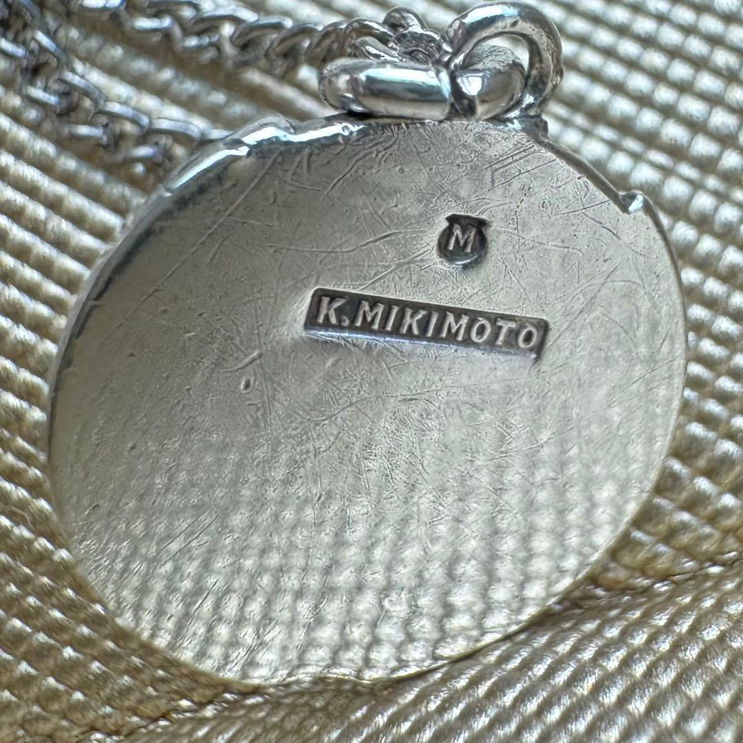 Mikimoto XXV silver wedding anniversary pendant with oxalis motif and pearl on a 46cm German silver chain