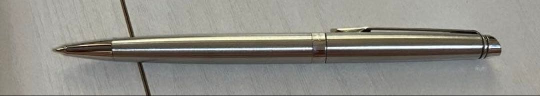 Silver Waterman ballpoint pen with sleek metallic finish shown with its outer box