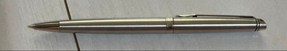 Silver Waterman ballpoint pen with sleek metallic finish shown with its outer box