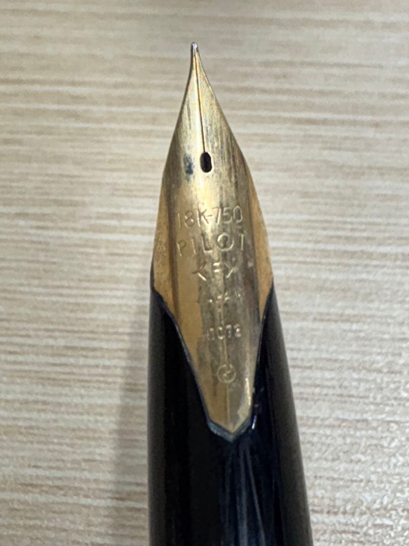 PILOT CUSTOM Fountain Pen Wood with 18K-750 tip and Brad Point, wooden body with engraving, showing minor wear