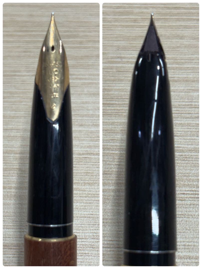 PILOT CUSTOM Fountain Pen Wood with 18K-750 tip and Brad Point, wooden body with engraving, showing minor wear