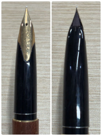 PILOT CUSTOM Fountain Pen Wood with 18K-750 tip and Brad Point, wooden body with engraving, showing minor wear