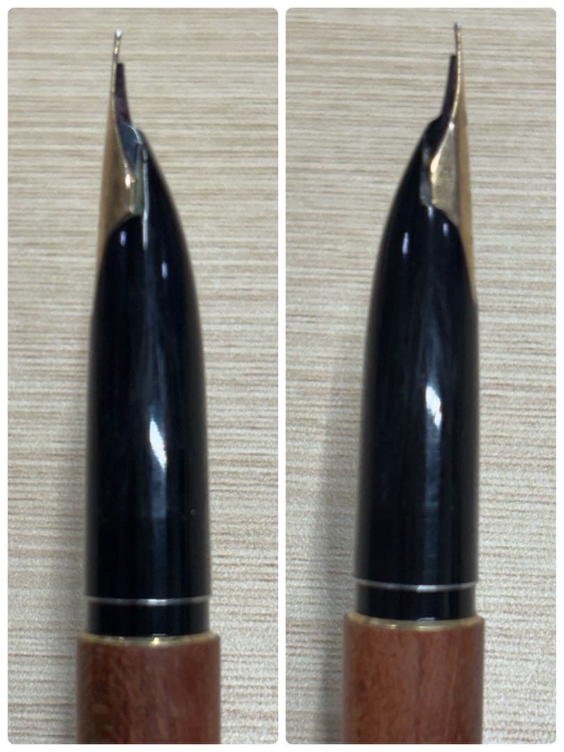 PILOT CUSTOM Fountain Pen Wood with 18K-750 tip and Brad Point, wooden body with engraving, showing minor wear