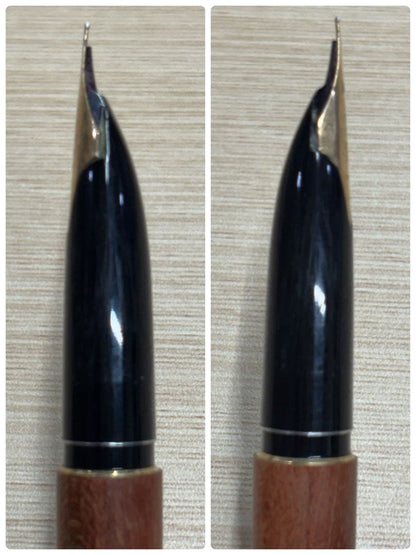 PILOT CUSTOM Fountain Pen Wood with 18K-750 tip and Brad Point, wooden body with engraving, showing minor wear