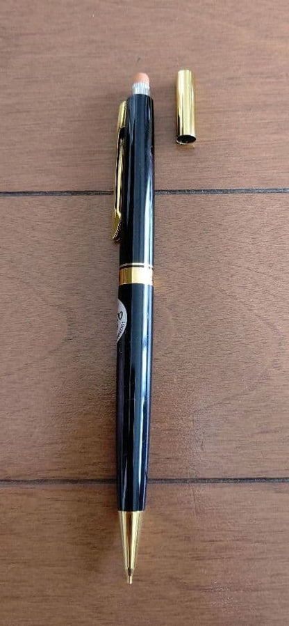 Pilot mechanical pencil and ballpoint pen set in a dedicated case showing pencil and pen with black ink