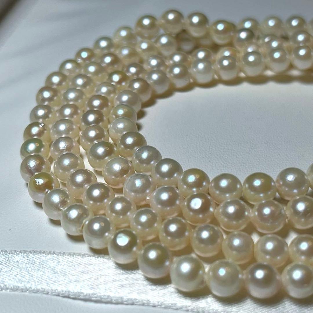 Two-strand Akoya pearl necklace featuring baby pearls sized 5.0-5.4mm, 41 cm length